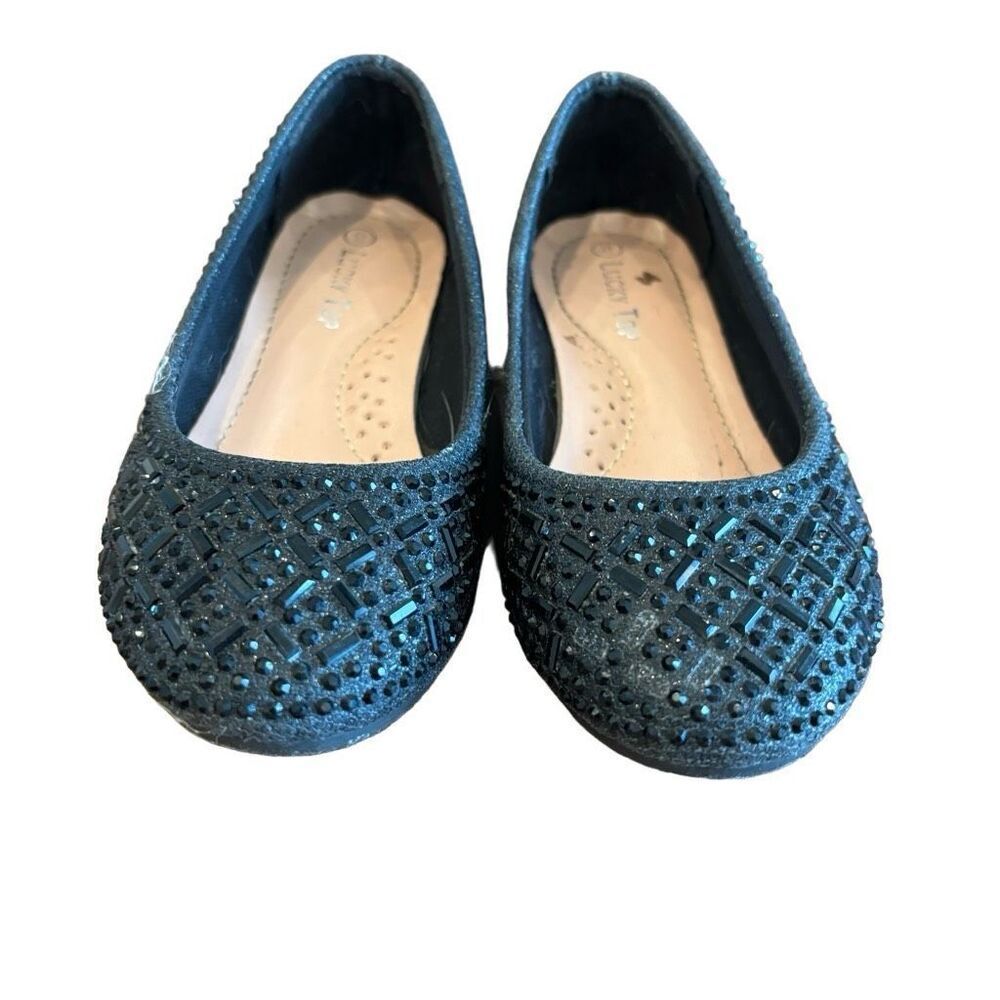 Lucky Top Black Beaded Flats Girls Dressy Shoes Size 9